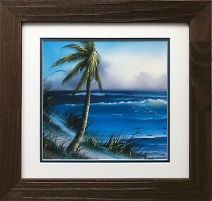 Bob Ross "Waves In Tropics" Happy Trees Custom Framed Art Pertaining To Natural Framed Art Prints (View 6 of 15)