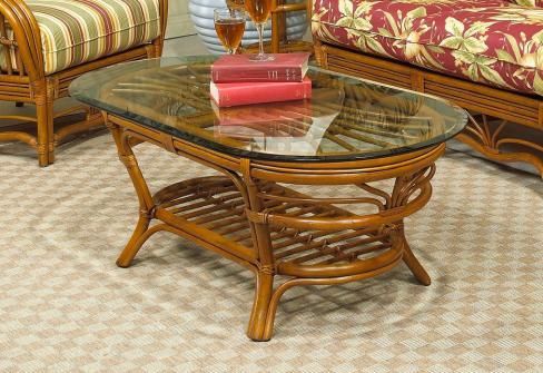 Boca Rattan Antigua Collection Glass Top Coffee Table Intended For Wicker Coffee Tables (View 9 of 15)