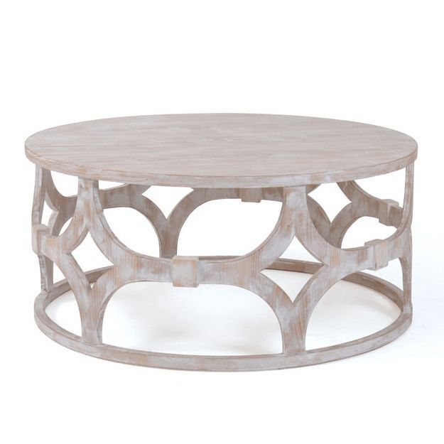 Breezy Round Coffee Table – Coastal Cottage | Round Wood For Aged Black Iron Coffee Tables (View 9 of 15)