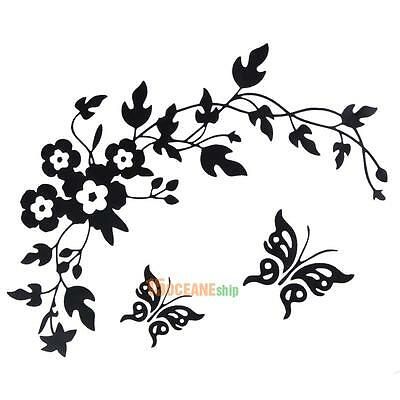 Butterfly Flower Bathroom Toilet Seat Wall Stickers Home Within Stripes Wall Art (View 12 of 15)
