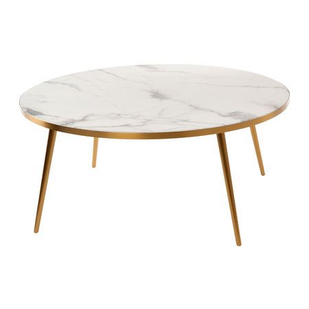 Buy Pols Potten Marble Look Coffee Table – White | Amara Intended For White Marble And Gold Coffee Tables (View 4 of 15)