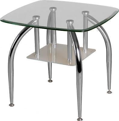 Caravelle Clear Glass Frosted Lamp Table With Chrome Regarding Chrome And Glass Modern Coffee Tables (View 6 of 15)