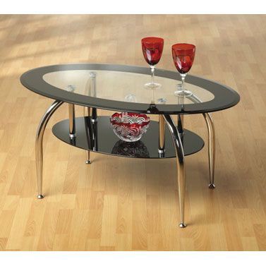 Caravelle Oval Glass Coffee Table With Undershelf And For Chrome And Glass Rectangular Coffee Tables (View 8 of 15)