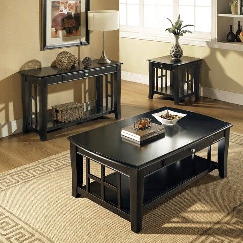 Cassidy Sofa Table Black – Steve Silver | Coffee Table For Silver Coffee Tables (View 1 of 15)