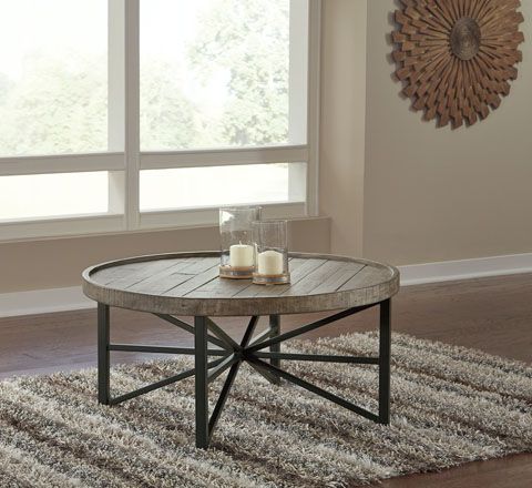 Cazentine  Round Cocktail Table  Grayish Brown/Black T723 With Regard To Round Cocktail Tables (View 3 of 15)
