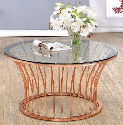 Celise Rose Gold Coffee Table From Furniture Of America With Regard To Gold Coffee Tables (View 2 of 15)