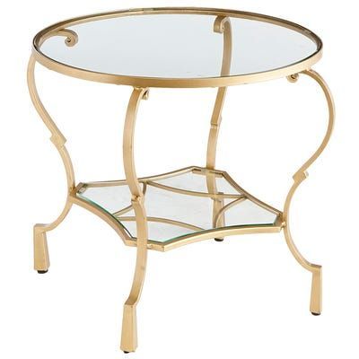 Chasca Glass Top Gold Round End Table | Round Glass Table In Glass And Gold Coffee Tables (View 9 of 15)