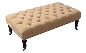 Chesterfield Large Coffee Table/Footstool Beige Chenille Within Ecru And Otter Coffee Tables (View 9 of 15)