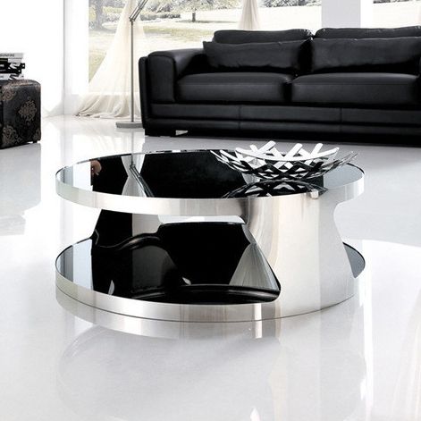 Classy Steel & Glass Round Coffee Table In Black | Buy Intended For Metal Coffee Tables (View 1 of 15)