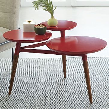 Clover Coffee Table – Red/Pecan | Coffee Table, Modern Regarding Warm Pecan Coffee Tables (View 7 of 15)
