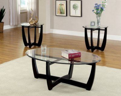 Cm4848 3Pk Dafni Coffee Table & 2 End Tables 3Pc Set In Black With Antique White Black Coffee Tables (View 1 of 15)