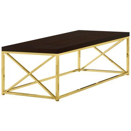 Coffee Table – Cappuccino With Gold Metal – Walmart With Gold Coffee Tables (View 1 of 15)