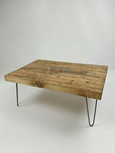 Coffee Table, Hairpin Legs, Rustic Chunky Handmade Solid Throughout Oak Wood And Metal Legs Coffee Tables (View 12 of 15)