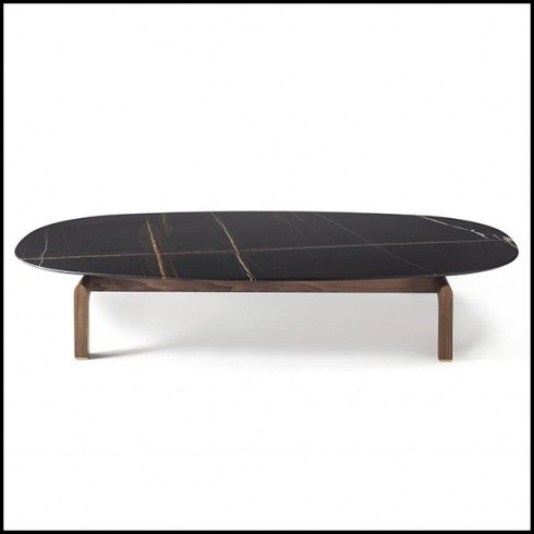 Coffee Table With Black Marble And With Base In Solid Intended For Walnut And Gold Rectangular Coffee Tables (View 15 of 15)