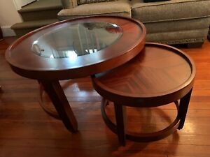 Coffee Table With Nesting Table Set — Round Wood With Regarding 2 Piece Round Coffee Tables Set (View 13 of 15)