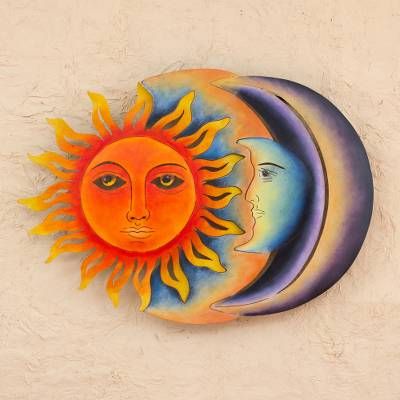Colorful Steel Sun And Moon Eclipse Wall Art Sculpture For Lunar Wall Art (View 1 of 15)