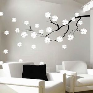 Contemporary Branch Flowers Vinyl Wall Decal | Trendy Wall Inside Stripes Wall Art (View 1 of 15)