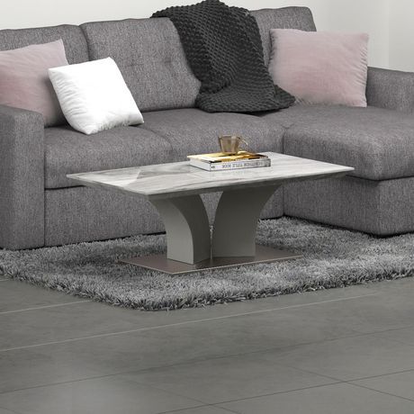 Contemporary Faux Marble & Stainless Steel Coffee Table In In Gray Driftwood Storage Coffee Tables (View 12 of 15)