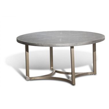 Contemporary Gold Metal Base Gray Round Top Cocktail With Regard To Geometric Glass Top Gold Coffee Tables (View 4 of 15)