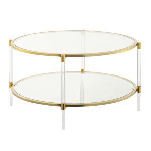 Convenience Concepts Royal Crest Clear And Gold Acrylic Throughout Glass And Gold Coffee Tables (View 6 of 15)