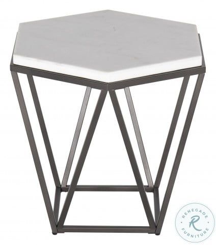 Corvus White And Coffee White Marble Top End Table From Inside White Stone Coffee Tables (View 12 of 15)