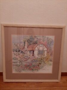 Dawna Barton Water Color Floral Cottage Signed Framed Intended For Colorful Framed Art Prints (View 1 of 15)