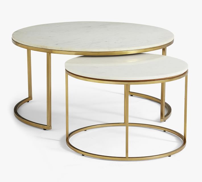 Delaney Round Marble Nesting Coffee Tables | Pottery Barn With Marble Coffee Tables (View 8 of 15)
