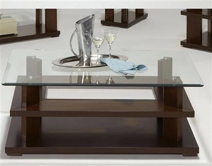 Delfino Contemporary Cherry Wood Glass Rectangular Throughout Wood Rectangular Coffee Tables (View 7 of 15)