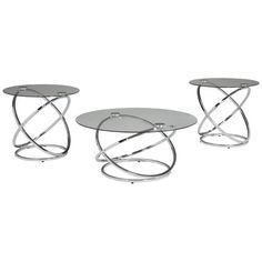 Details About 3 Pcs Oval Glass Cocktail Coffee Table Round For Silver Mirror And Chrome Coffee Tables (View 4 of 15)