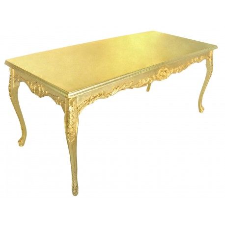 Dining Table Wooden Baroque Gold Leaf For Antiqued Gold Leaf Coffee Tables (View 2 of 15)