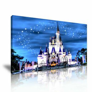 Disney Castle Starry Night Picture Canvas Wall Art "20X30 With Regard To Night Wall Art (View 7 of 15)
