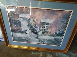 Donny Finley – Watering Flowers  Signed Framed Lithograph Within Flower Framed Art Prints (View 15 of 15)