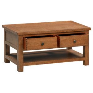 Dorchester Oak Dark 2 Drawer Coffee Table | Pine And Oak Intended For 2 Drawer Coffee Tables (View 2 of 15)