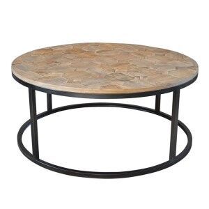 Dover Round Wooden And Iron Coffee Table – 105Cm For Round Iron Coffee Tables (View 2 of 15)