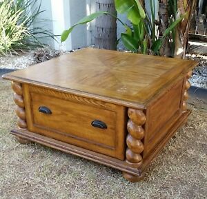 Eddie Bauerlane Solid Wood Coffee Table | Ebay Regarding Oak Wood And Metal Legs Coffee Tables (View 5 of 15)