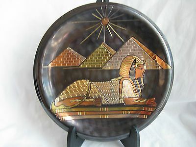 Egyptian Brass Wall Decor Plate Black Pyramid Sphinx  (View 13 of 15)