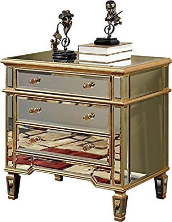 Elegant Lighting Chest Of Drawers Florentine Gold Mirror Regarding Gold And Mirror Modern Cube End Tables (View 1 of 15)
