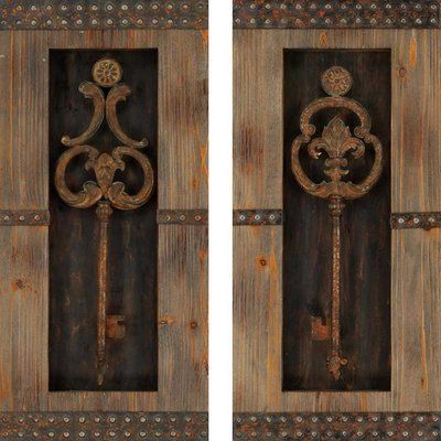 Enchanting Key Door Natural Tan Wood Wall Décor Set | Key Within Elegant Wood Wall Art (View 2 of 15)