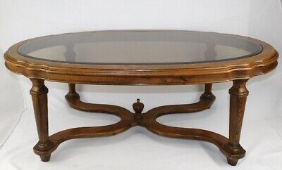 Ethan Allen Country French Wood Coffee Table Smoke Glass For Smoke Gray Wood Coffee Tables (View 10 of 15)