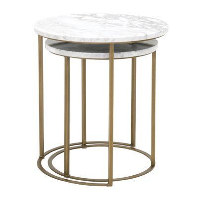 Everly Quinn Gurdon 2 Piece Nesting Tables | Wayfair Intended For Antique Gold Nesting Coffee Tables (View 7 of 15)