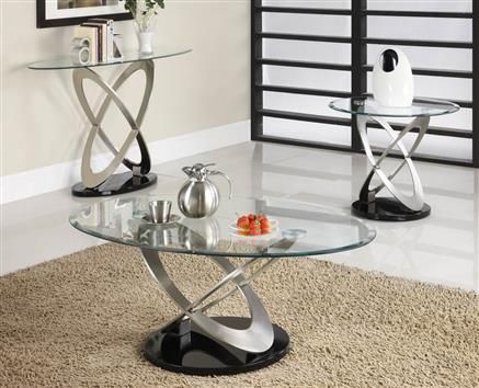Firth Black Silver Metal Glass Coffee Table Set | Oval Throughout Black Metal Cocktail Tables (View 3 of 15)