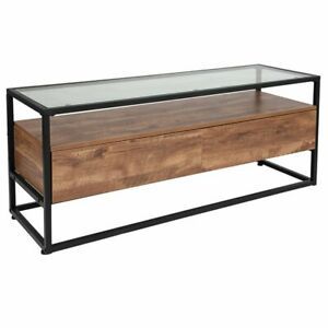Flash Furniture Cumberland Glass Top Storage Coffee Table Regarding Black And Oak Brown Coffee Tables (View 13 of 15)
