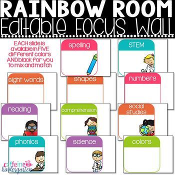 Focus Wall Classroom Decor – Rainbow Theme | Focus Wall Throughout Rainbow Wall Art (View 9 of 15)