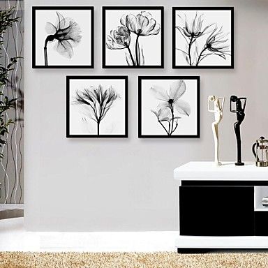 Framed Canvas Art, Black And White Flowers Framed Canvas Pertaining To Minimalism Framed Art Prints (View 12 of 15)