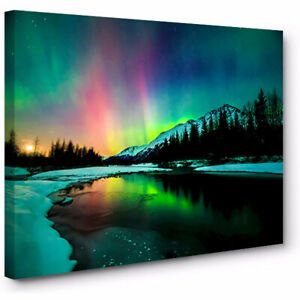 (Framed) Colorful Natural Aurora Landscape Wall Art On Inside Landscape Wall Art (View 11 of 15)