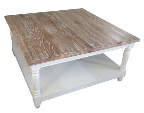 French Chateau White Square Oak Coffee Table With Washed With Regard To Oceanside White Washed Coffee Tables (View 4 of 15)