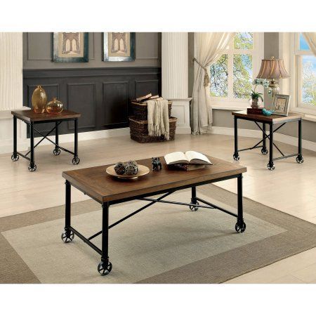 Furniture Of America Gillis Industrial 3 Piece Coffee And With 3 Piece Coffee Tables (View 1 of 15)