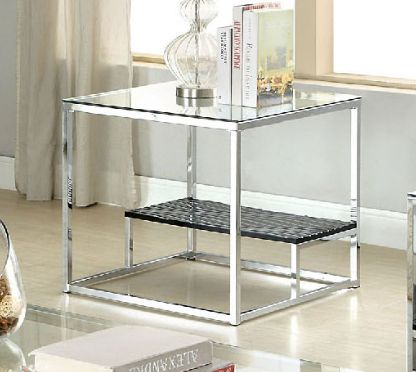 Furniture Of America Vendi Collection Black & Chrome Side With Silver Mirror And Chrome Coffee Tables (View 13 of 15)