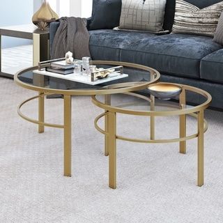 Gaia Round Metal/ Tempered Glass Nesting Coffee Tables – 2 With 2 Piece Round Coffee Tables Set (View 8 of 15)