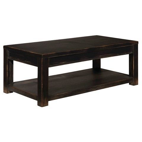 Gavelston Rectangular Cocktail Table Black – Signature Within Dark Coffee Bean Cocktail Tables (View 4 of 15)